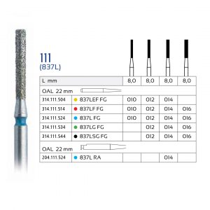 Freze diamantate cilindrice cu varf drept 111 Verdent