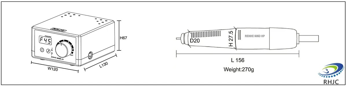 Micromotor electric RENHE 505D 45000rpm tehnica dentara freza unghii Micromotor electric RENHE 505D 45000rpm tehnica dentara freza unghii - imagine 6