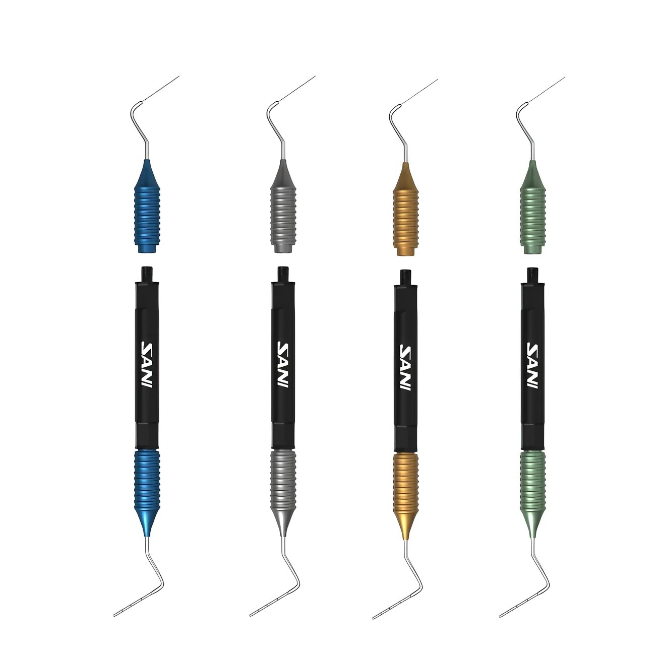 Plugger manual gutaperca GP hand condenser SANi set 4 buc Plugger manual gutaperca GP hand condenser SANi set 4 buc