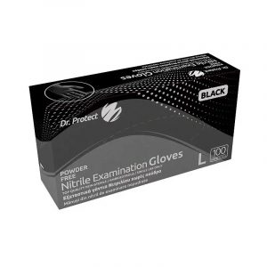 Manusi examinare nitril negre nepudrate Dr. Protect cutie 100buc